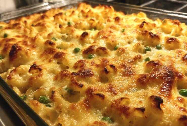 Cheesy tuna noodle casserole