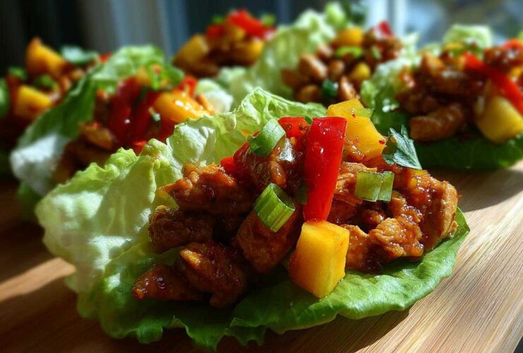Chili Mango Chicken Lettuce Wraps
