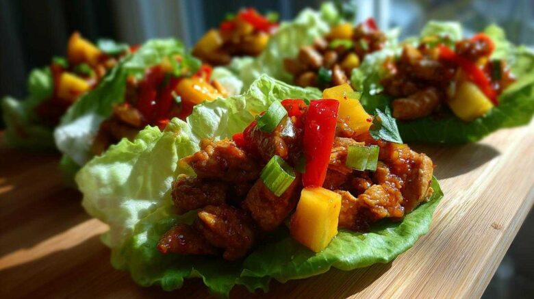 Chili Mango Chicken Lettuce Wraps