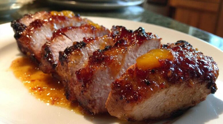 Grilled Pork Tenderloin with Spicy Peach Glaze