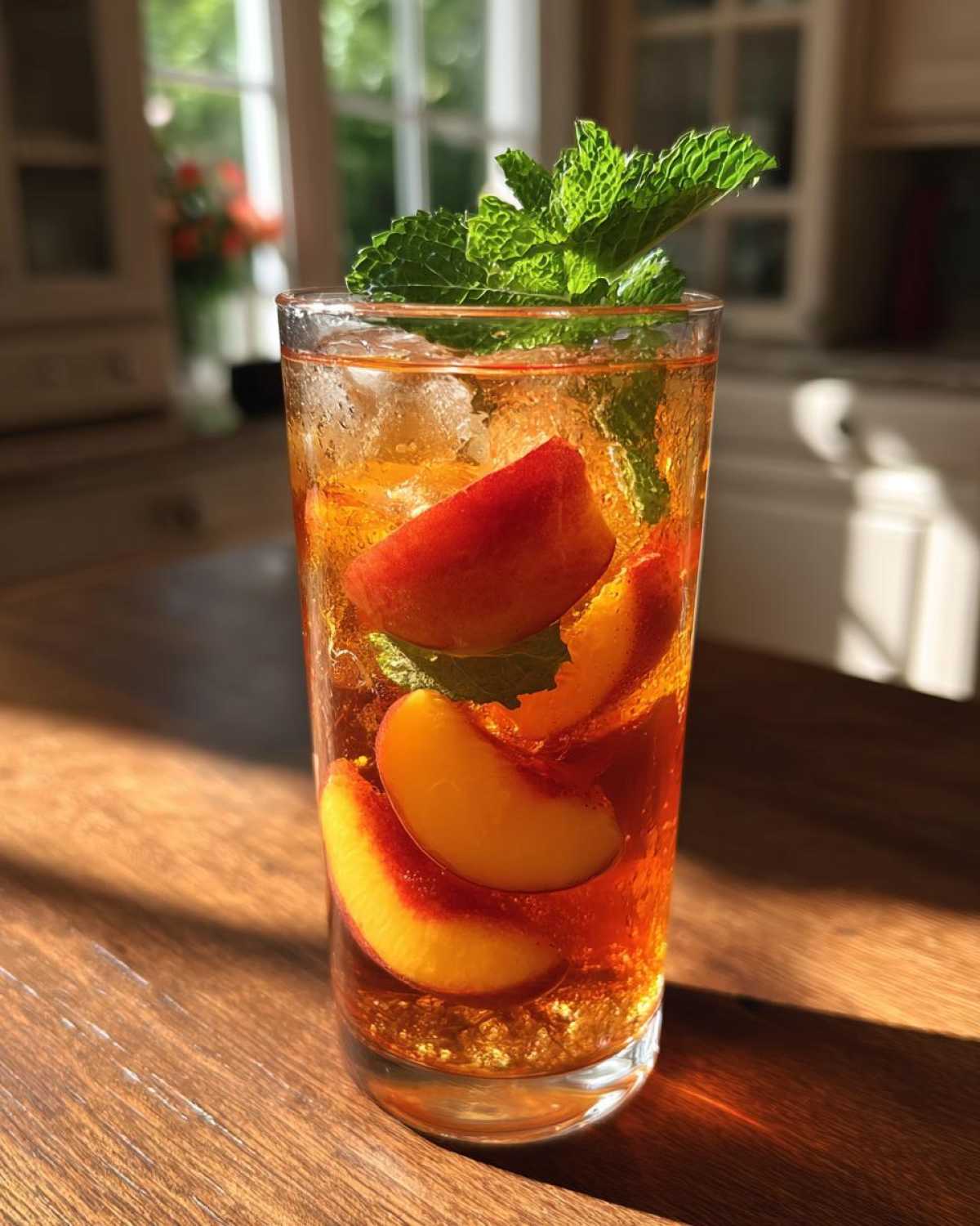 Homemade Fresh Peach Iced Tea - detail 1