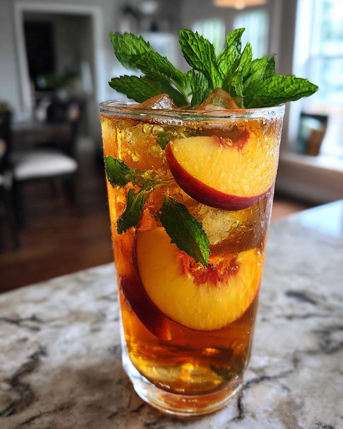 Homemade Fresh Peach Iced Tea - detail 3
