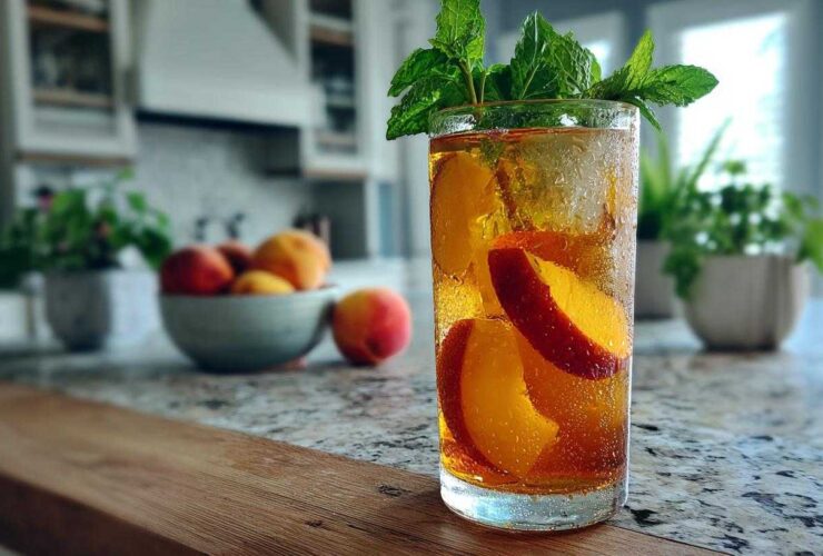 Homemade Fresh Peach Iced Tea