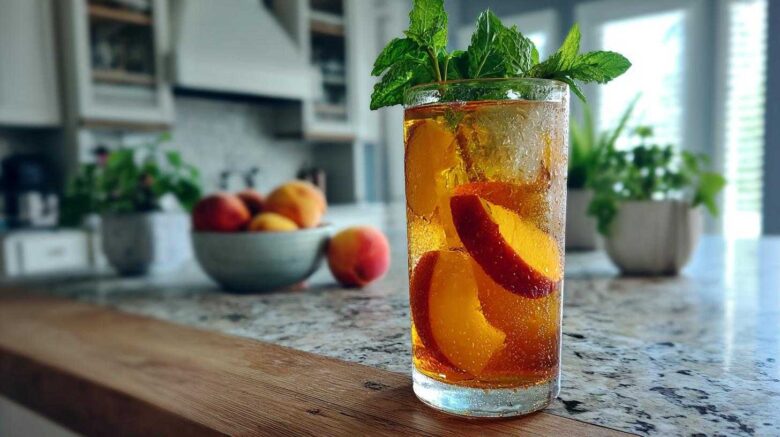 Homemade Fresh Peach Iced Tea