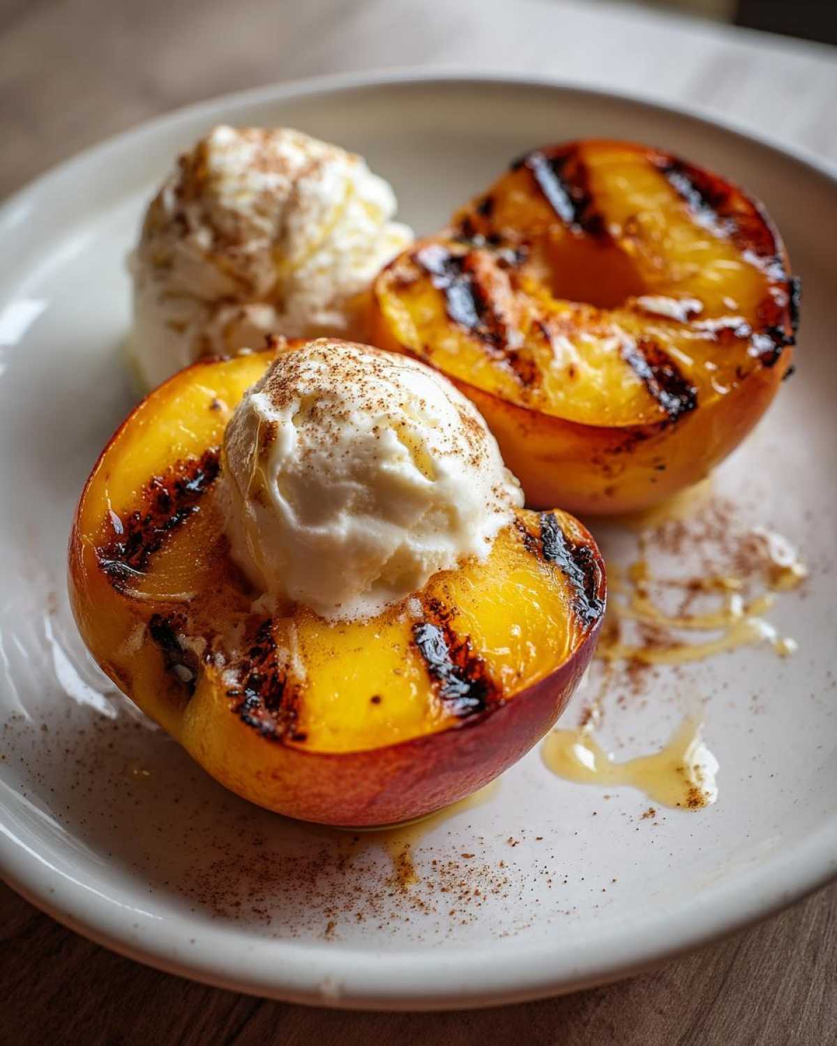 Honey Grilled Peaches with Mascarpone or Ice Cream - detail 1