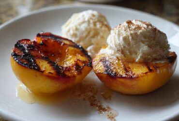 Honey Grilled Peaches with Mascarpone or Ice Cream