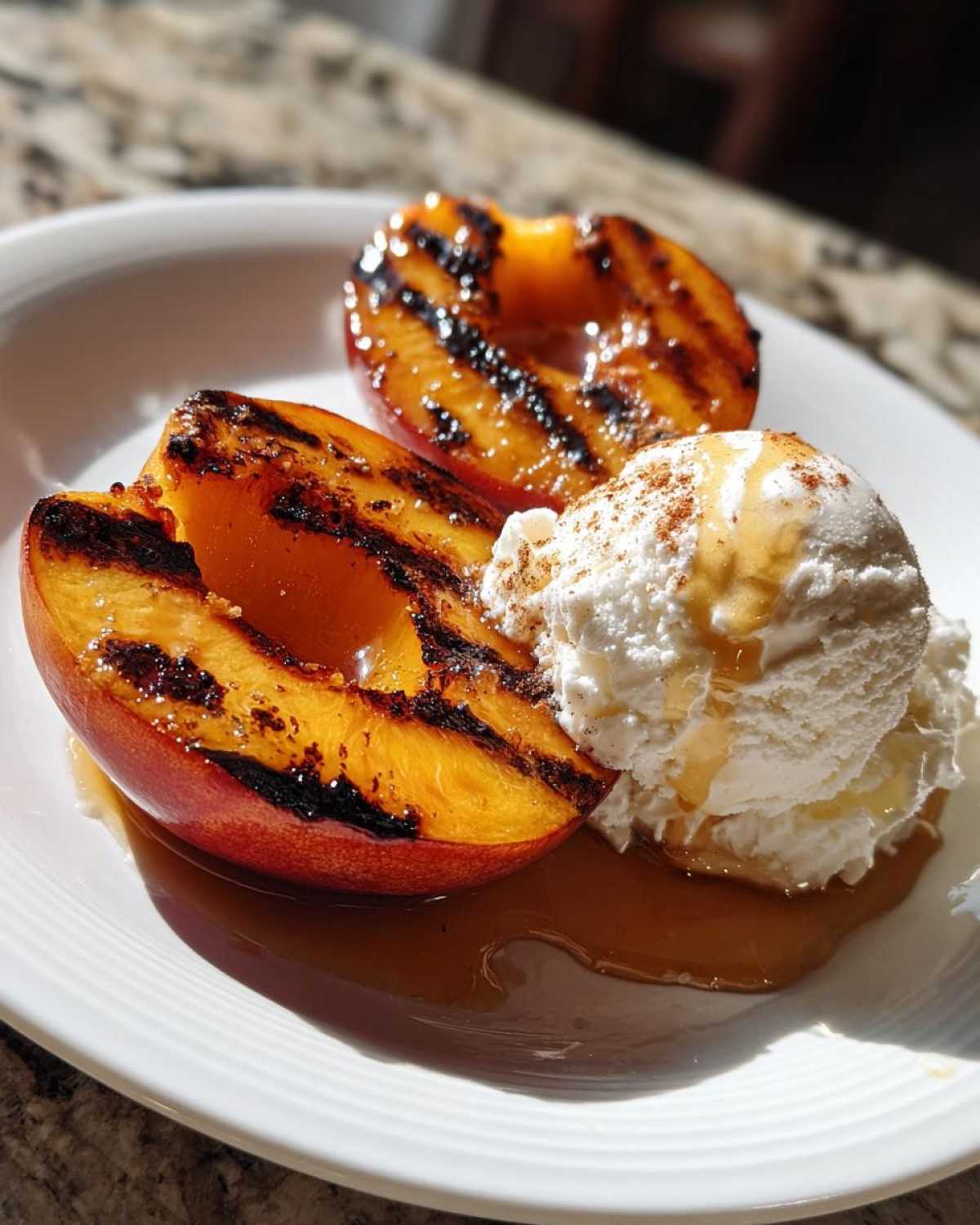 Honey Grilled Peaches with Mascarpone or Ice Cream - detail 4