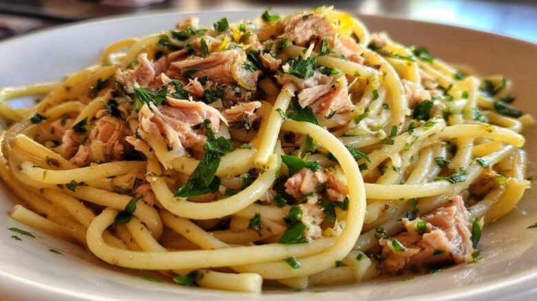 Lemon garlic tuna pasta