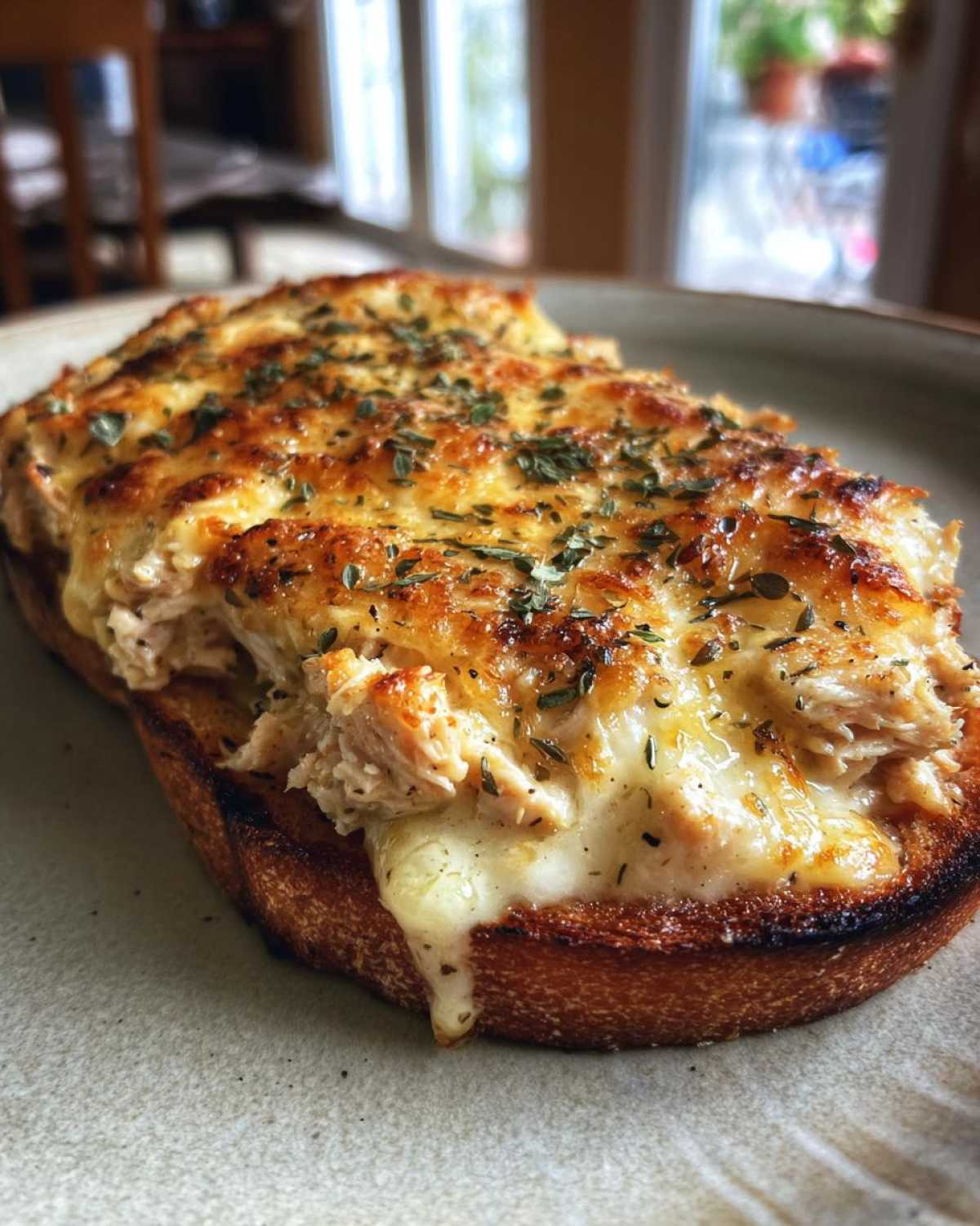 Open-faced tuna melt - detail 1