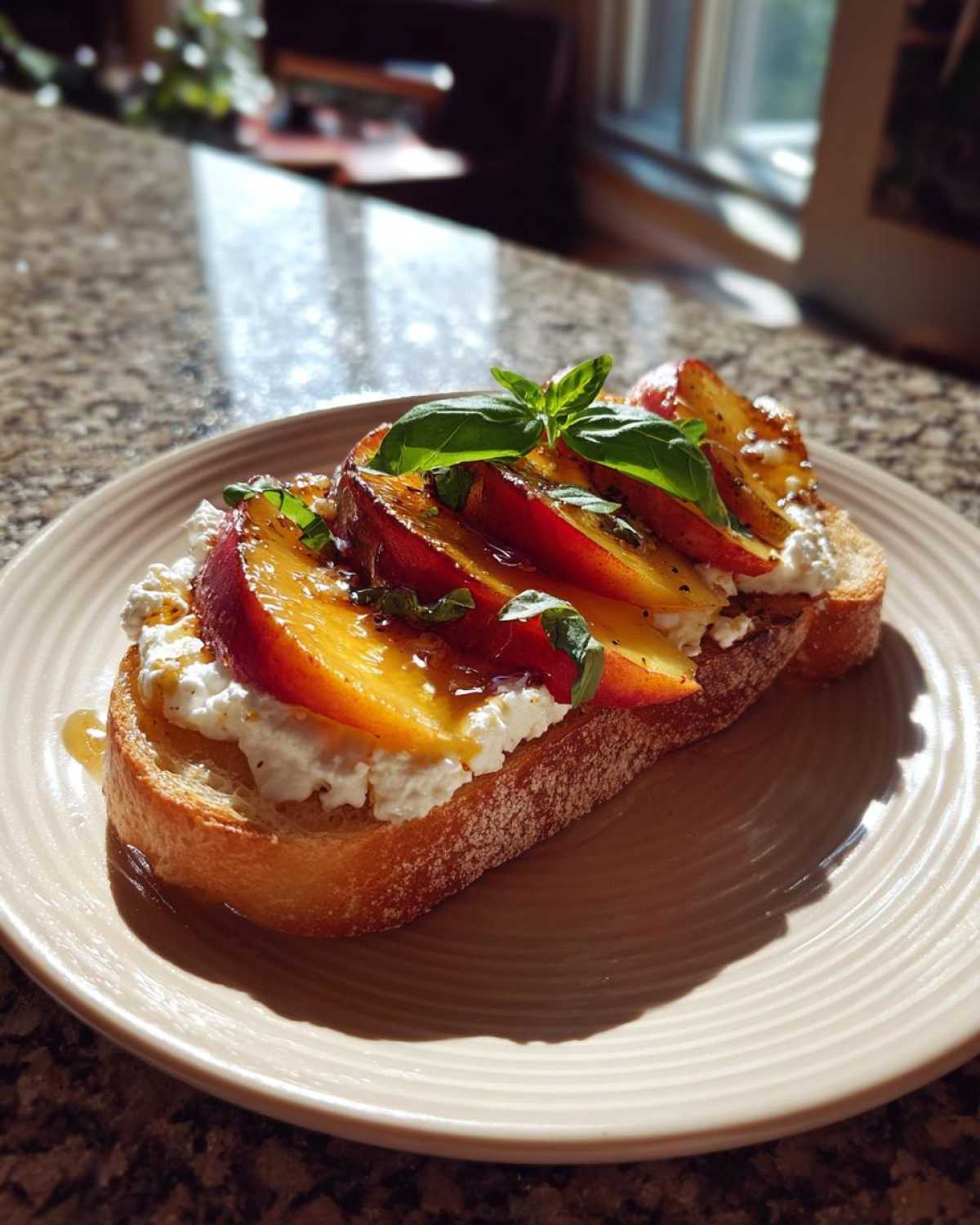 Peach Bruschetta with Goat Cheese & Honey - detail 4