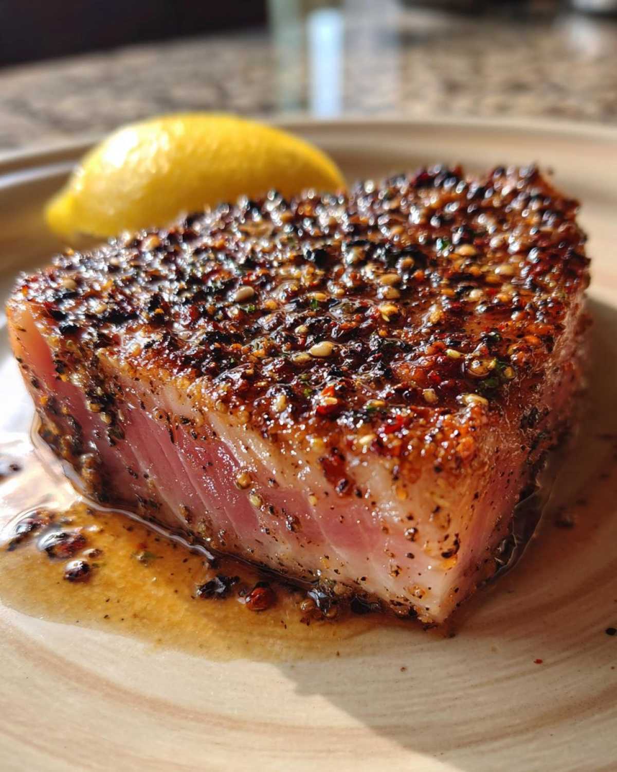 Seared tuna steak with lemon pepper - detail 2