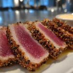 Sesame-crusted tuna steak