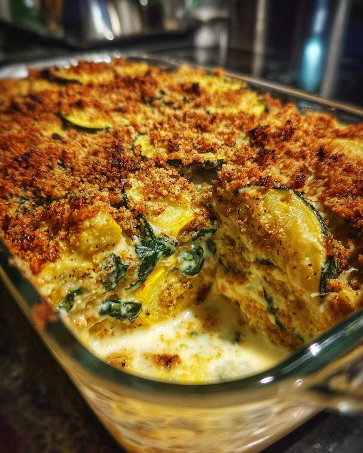 Spinach and squash casserole - detail 1