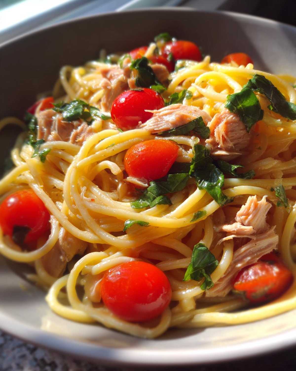 Tomato basil tuna pasta - detail 2