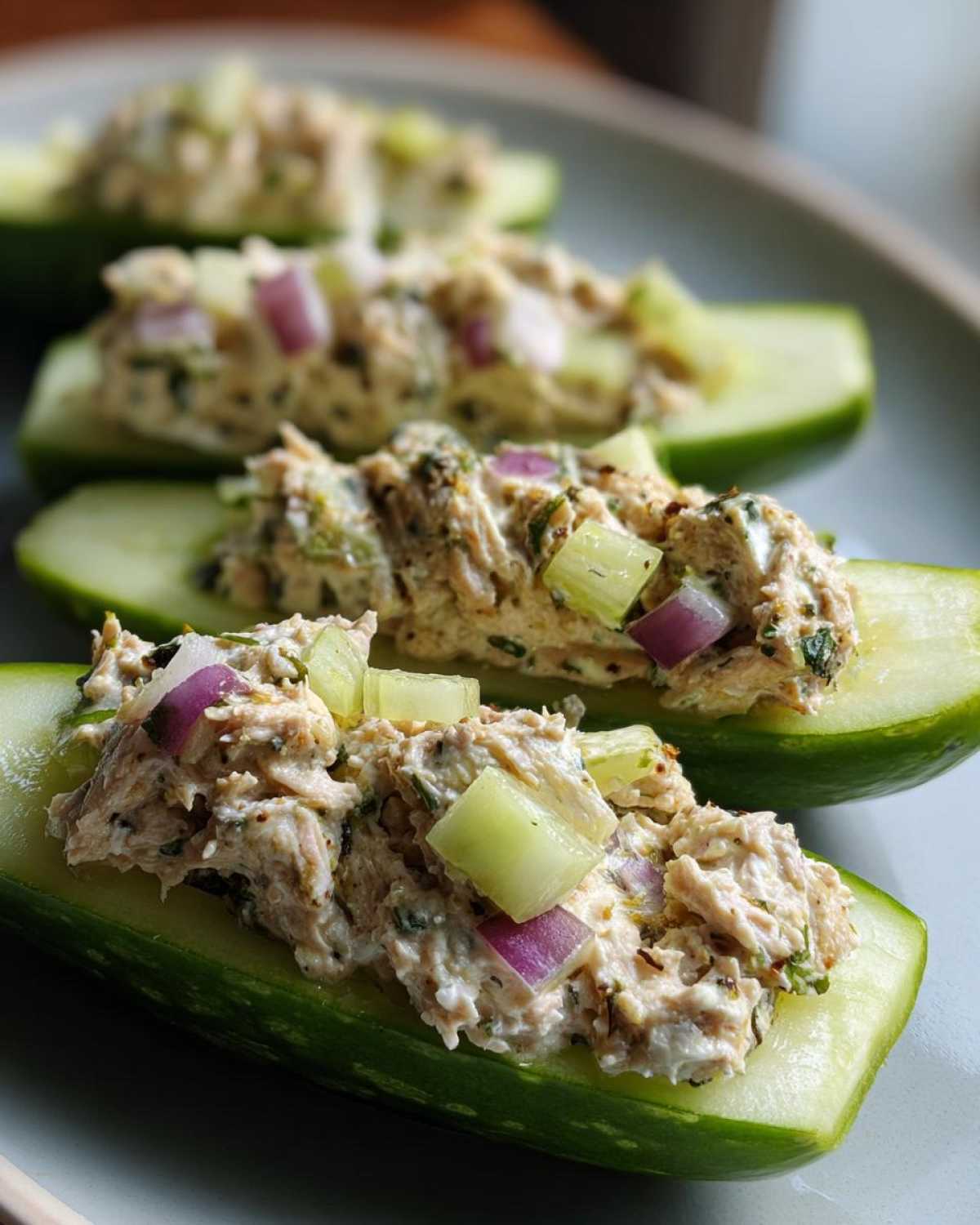 Tuna salad-stuffed cucumbers - detail 4