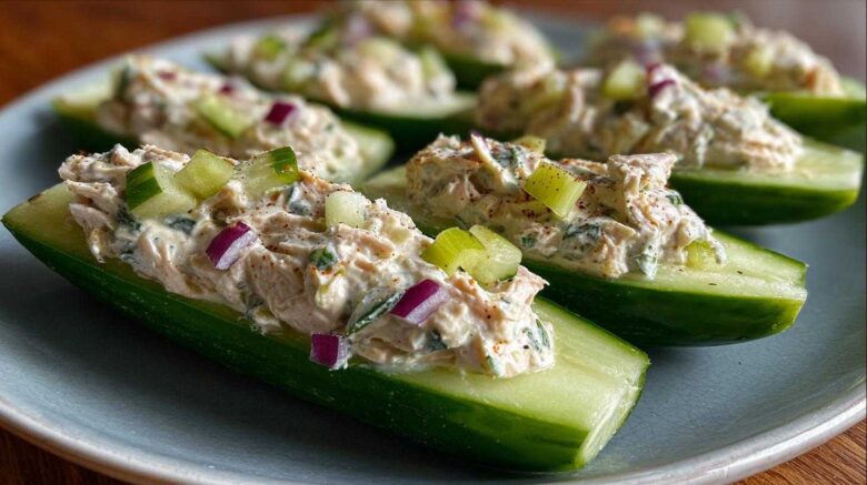 Tuna salad-stuffed cucumbers