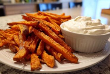 Baked Sweet Potato Fries with Marshmallow Dip