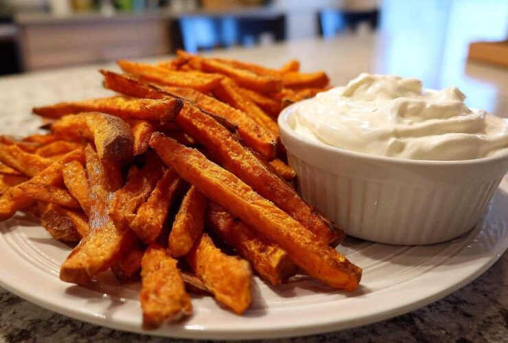 Baked Sweet Potato Fries with Marshmallow Dip