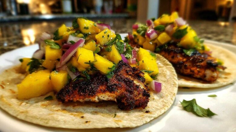 Blackened Fish Tacos with Mango Salsa