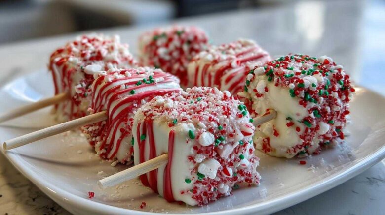 Candy Cane Marshmallow Pops