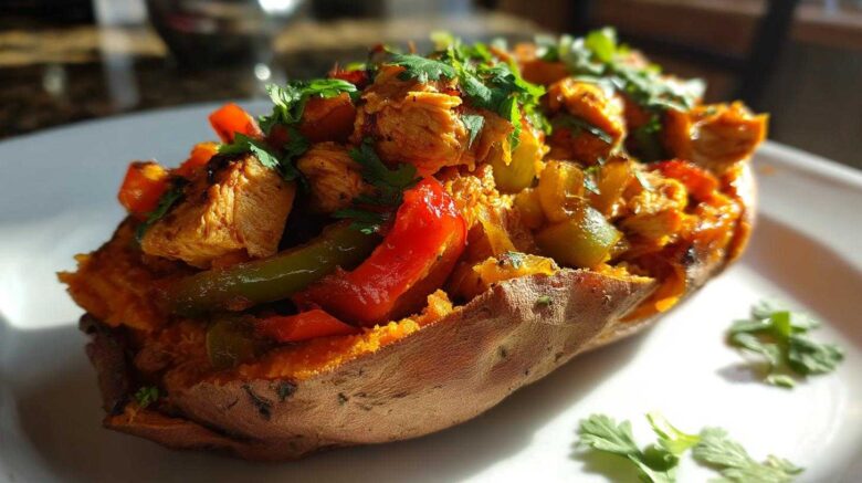 Chicken Fajita Stuffed Sweet Potatoes