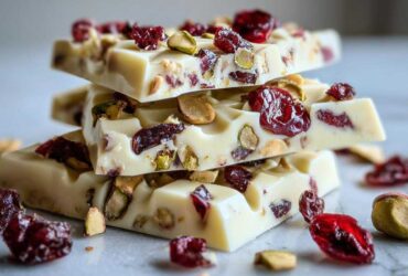 Cranberry Pistachio White Chocolate Bark