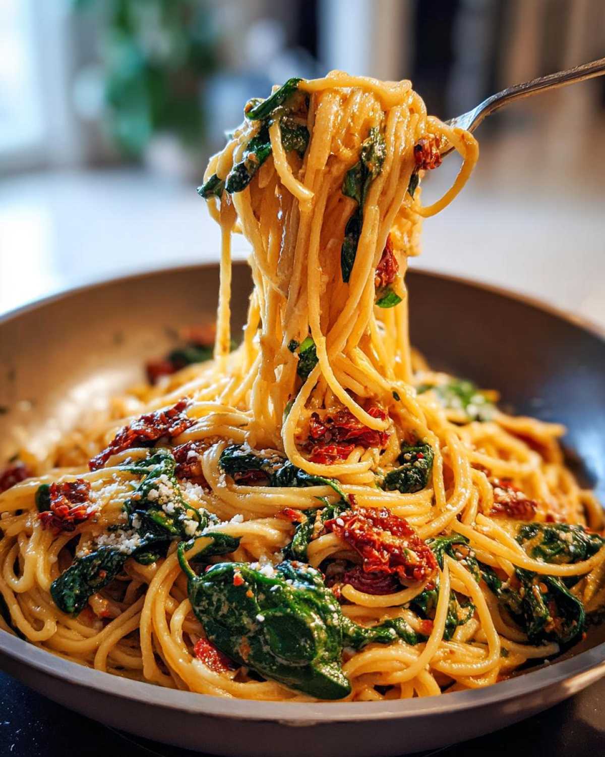 Creamy Spinach and Sun-Dried Tomato Pasta - detail 1