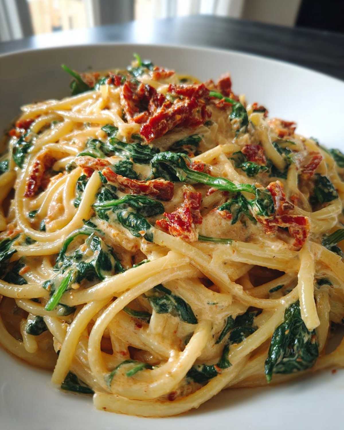 Creamy Spinach and Sun-Dried Tomato Pasta - detail 2