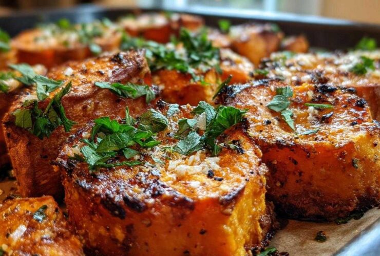 Garlic Parmesan Roasted Sweet Potatoes