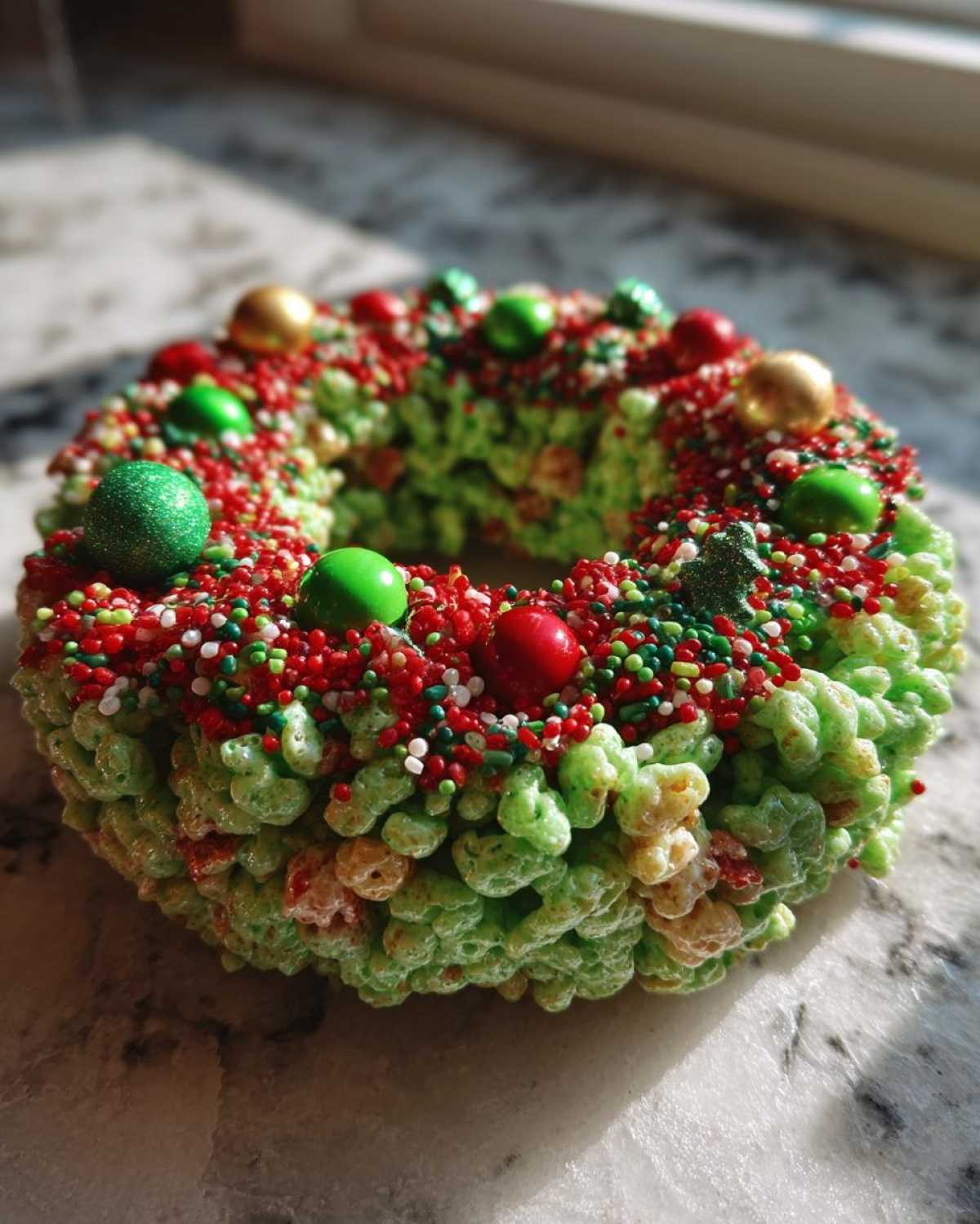 Holiday Rice Krispies Wreaths - detail 2
