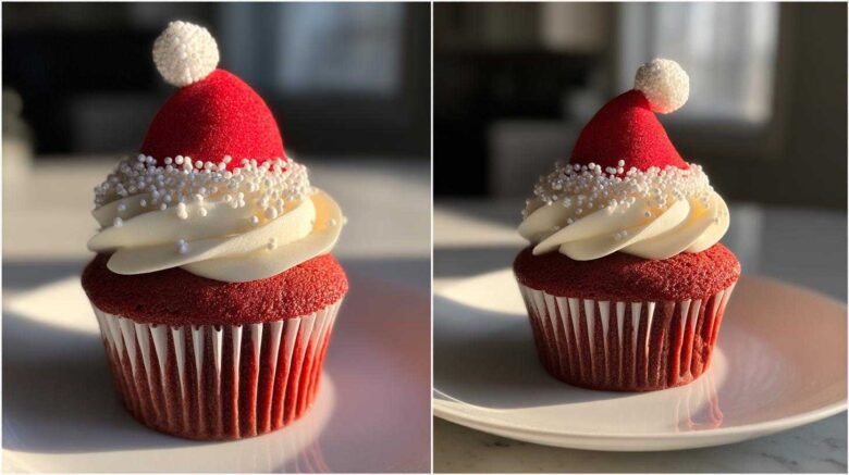 Santa Hat Cupcakes