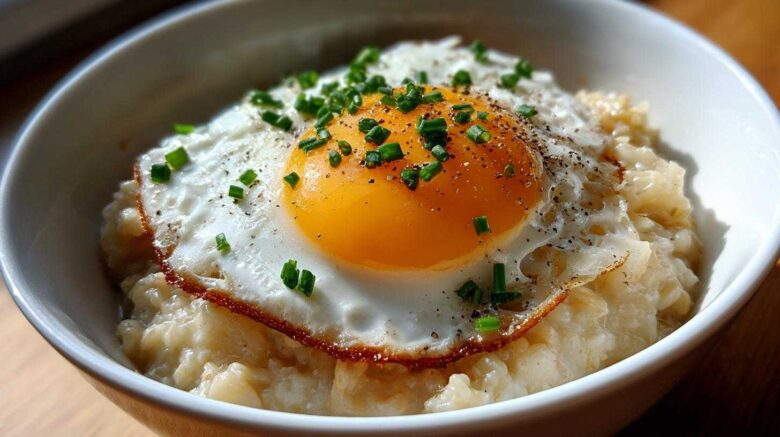 Savory Oatmeal with Fried Egg