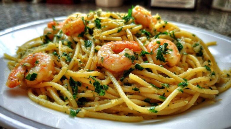 Spaghetti Aglio e Olio with Shrimp