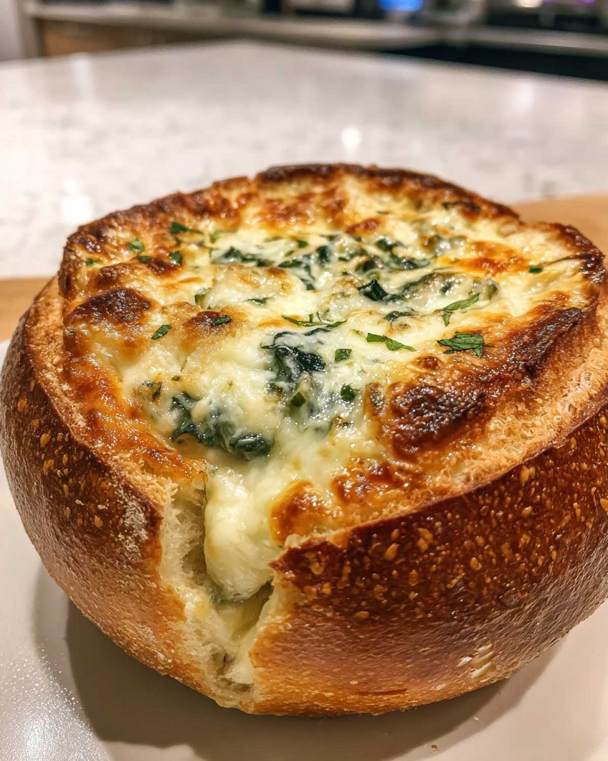 Spinach Artichoke Dip Bread Bowl - detail 1