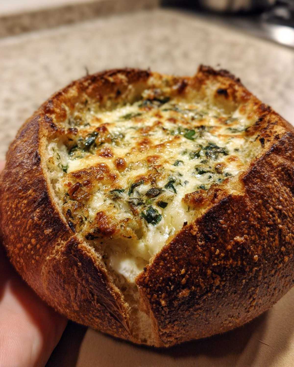 Spinach Artichoke Dip Bread Bowl - detail 2