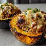 Stuffed Acorn Squash with Sausage and Rice