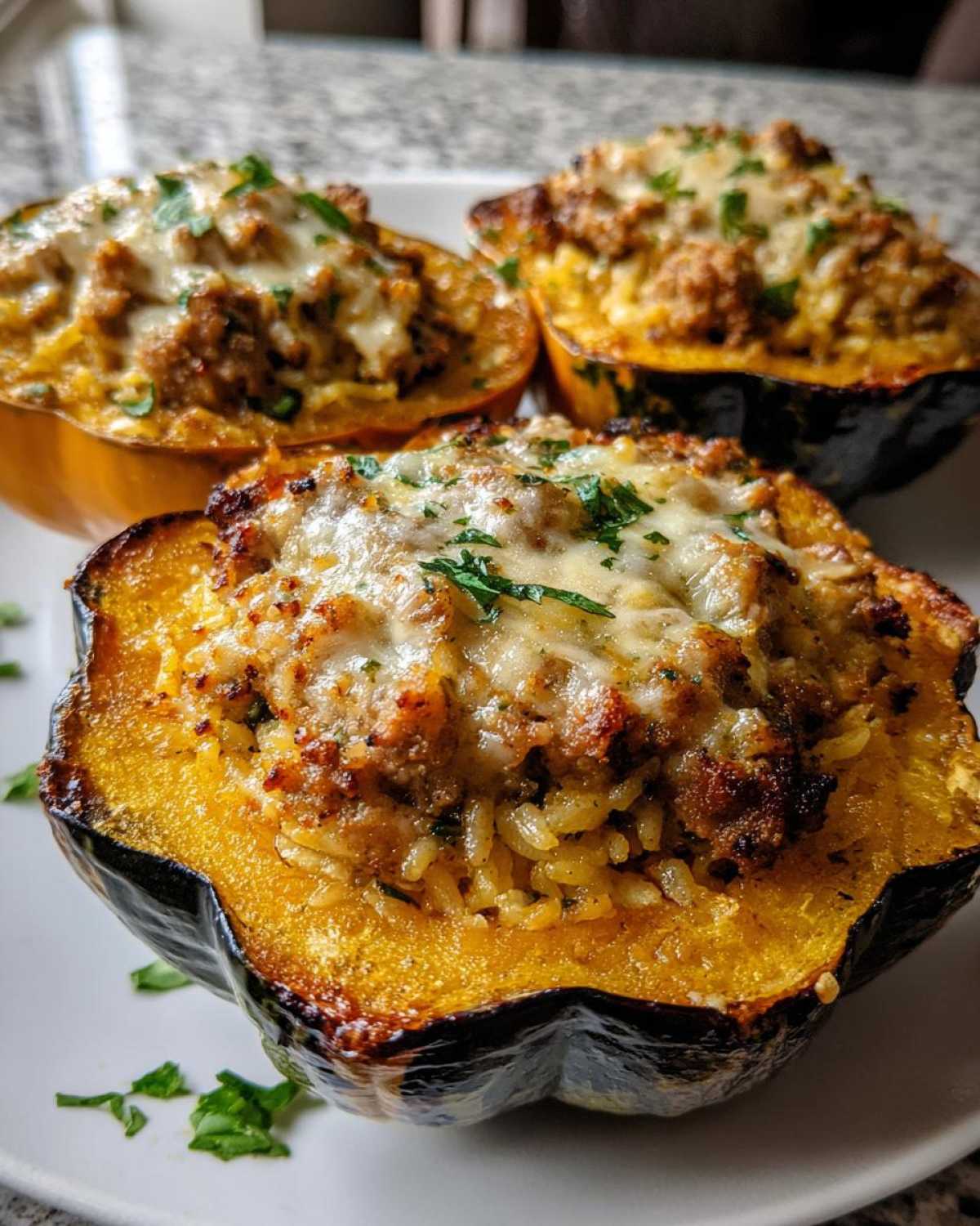 Stuffed Acorn Squash with Sausage and Rice - detail 4