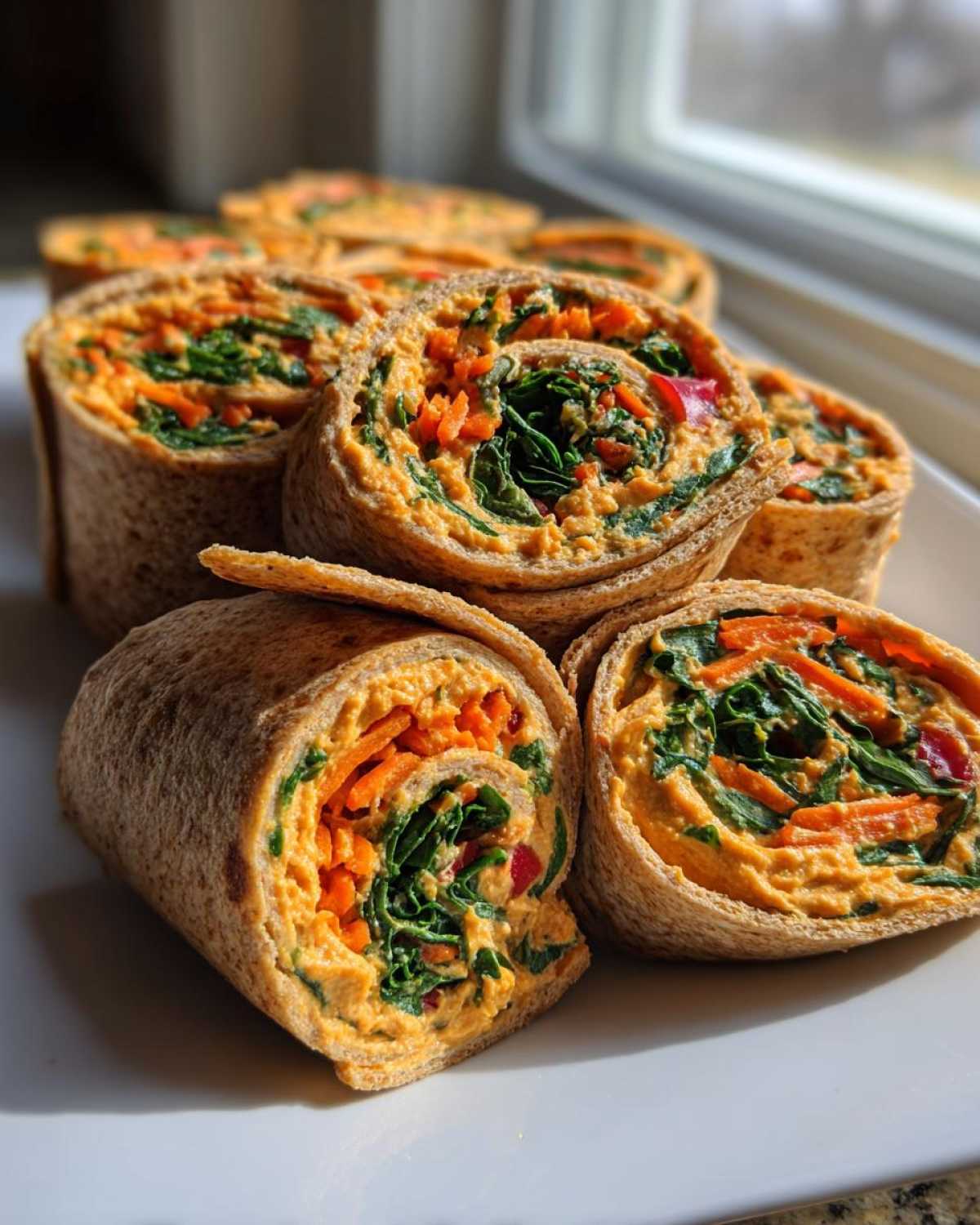 Veggie Hummus Pinwheels - detail 1