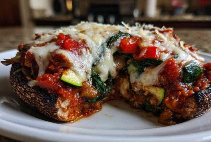Veggie Stuffed Portobello Pizzas