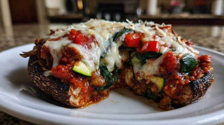 Veggie Stuffed Portobello Pizzas