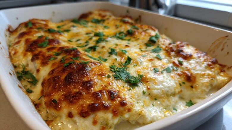 White Chicken Enchilada Bake