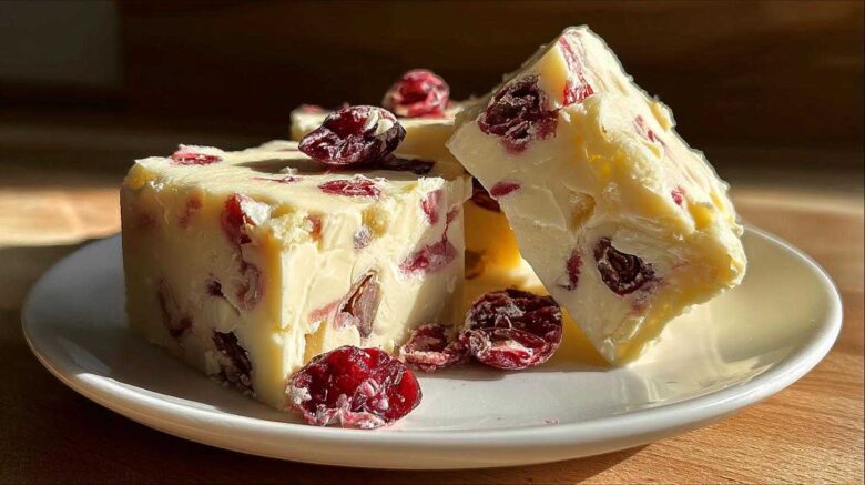 White Chocolate Cranberry Fudge