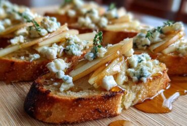 Blue Cheese Pear Crostini
