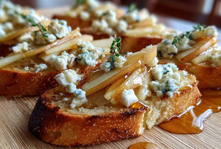 Blue Cheese Pear Crostini