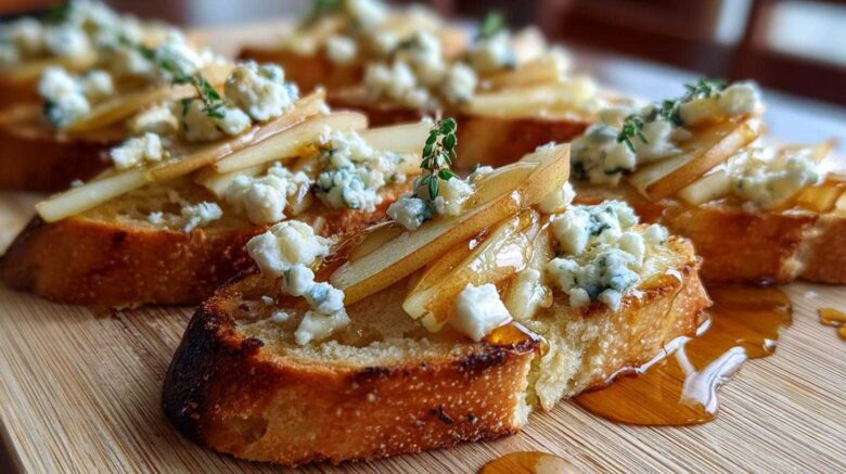 Blue Cheese Pear Crostini