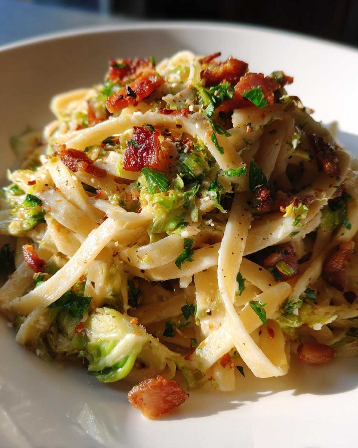 Brussels Sprouts and Bacon Pasta - detail 2