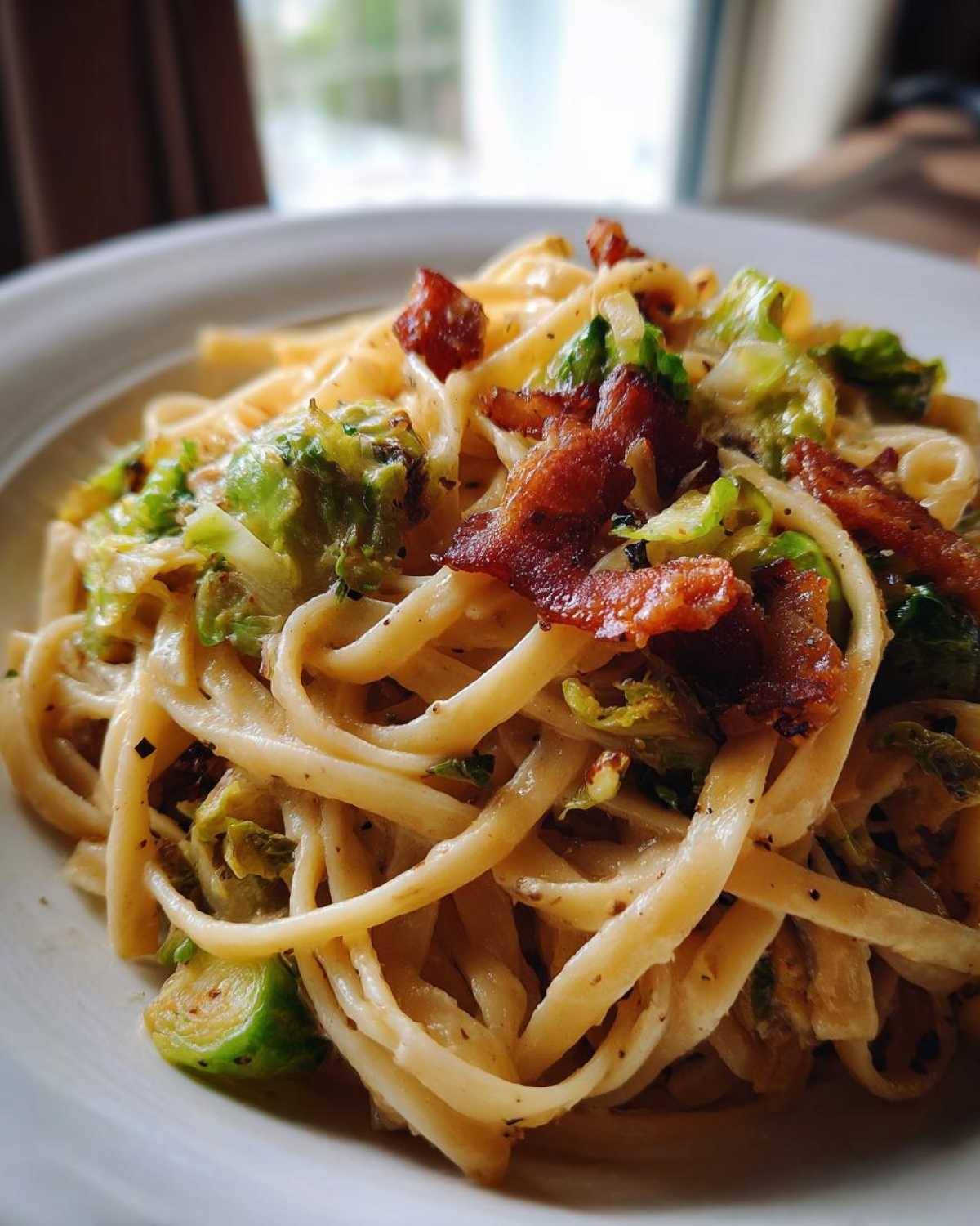 Brussels Sprouts and Bacon Pasta - detail 3
