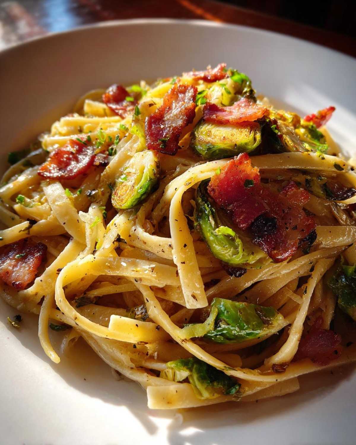 Brussels Sprouts and Bacon Pasta - detail 4