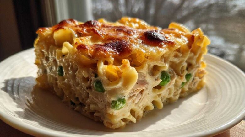 Cheesy tuna noodle casserole