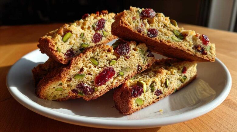 Crunchy Pistachio Cranberry Biscotti